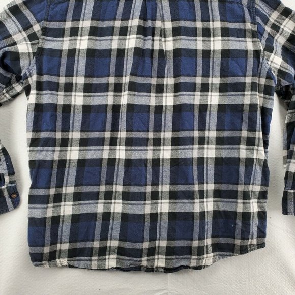 Chaps Shirt Men's Long Sleeve Flannel Button Up Collared Plaid Blue 2XL - Picture 9 of 12